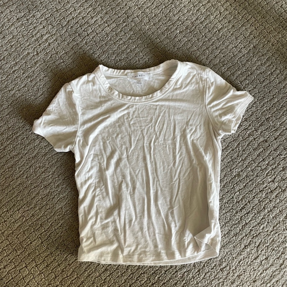 Pink Rose Classic White Tee for Kids